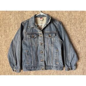 Tyca Vintage Denim Trucker Jacket Women Small Blue Mud Hog Embossed Made‎ in USA